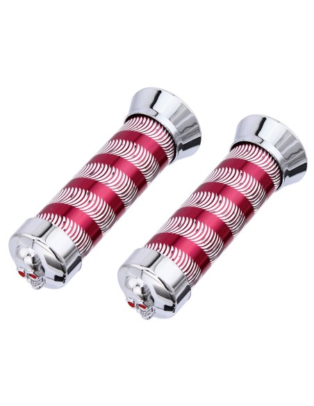 Grips 7/8 long 130mm Swirl 9518 Red/Chrome Skull.